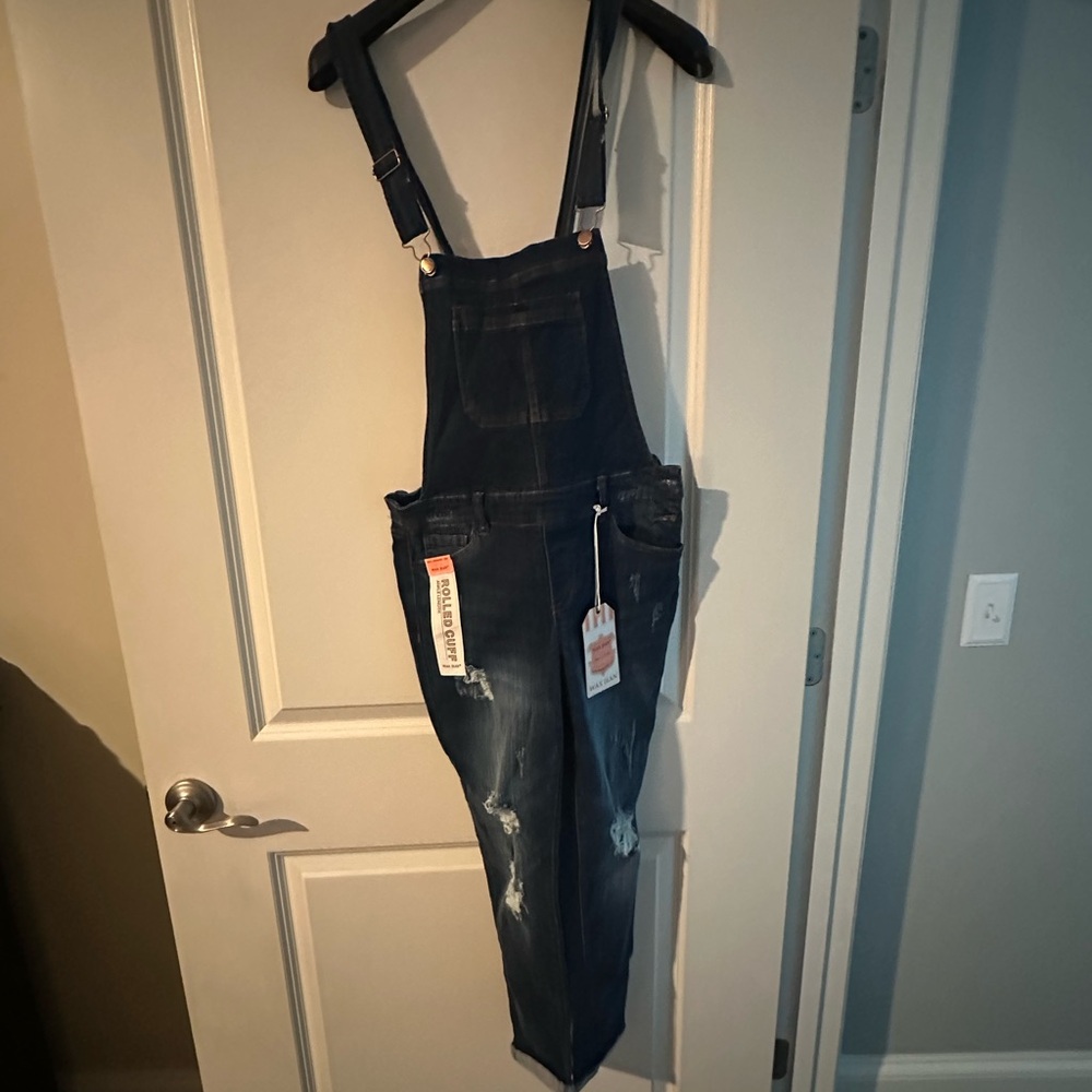 NWT - Wax Jean Dark Blue Denim Stretch Overalls